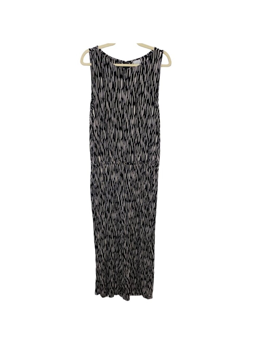 Chicos Travelers Sleeveless Jumpsuit Size 2 (12/14) Black & White Pattern